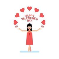 Valentine's day girl flat illustration vector