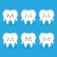 Cute Tooth with Various Expressions Set vector