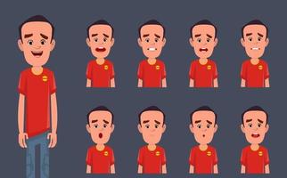 personaje de dibujos animados con diferentes expresiones faciales vector