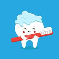 Cute Tooth Brushing Dental Health Icon vector