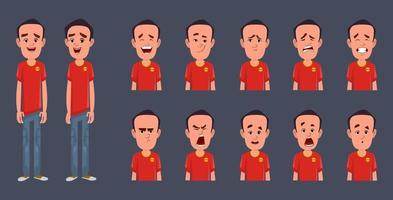 Cartoon character design with different facial expression vector