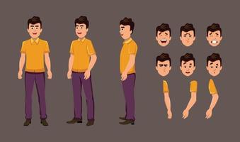 Cartoon character for motion design or animation. character turn around for character animation vector