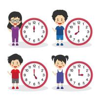 stock vector reloj con carácter infantil