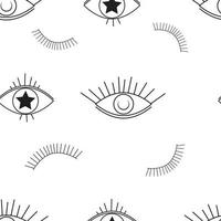 Evil eyes outline seamless pattern vector