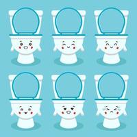 Cute Toilet Bowl with Various Expression Set vector