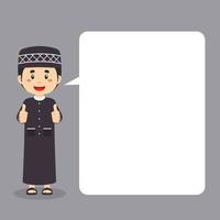 Muslim Character  Making Thumbs Up with Speech Bubbles vector