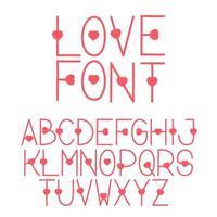 Love font with heart shape vector