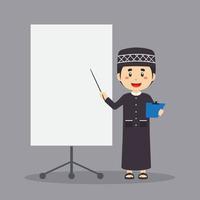 Muslim Character with Blank Board