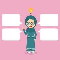 Muslim Girl Character with Bubble Text Boxes