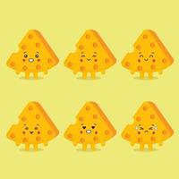 lindo queso con varios conjuntos de expresiones vector