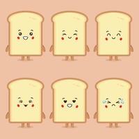 Cute Bread with Various Expression Set vector