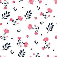 Flat color flower seamless pattern vector