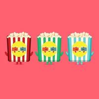 Cute Pop Corn Characters with Various Color Set vector