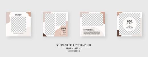 Social media template. Trendy editable social media post template. Mockup isolated. Template design. Vector illustration.