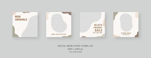 Social media template. Trendy editable social media post template. Mockup isolated. Template design. Vector illustration.