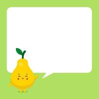 Cute Pear with Speech Bubble vector