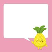 Cute Pineapple with Speech Bubbles vector