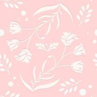 Twotone floral seamless pattern. White flower print. vector