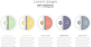 Minimal timeline circle infographic template five options or steps. vector