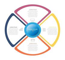 plantilla de infografía en cuatro pasos, plantilla para diagrama, gráfico, presentación y tabla. vector