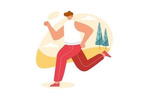 Vector illustration of people jogging for landing page and web banner. Exercise in the city park.