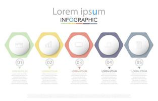 Minimal timeline circle infographic template five options or steps. vector