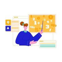 Illustration of online education. E-learning platform. Study at home. E-course website concept. vector