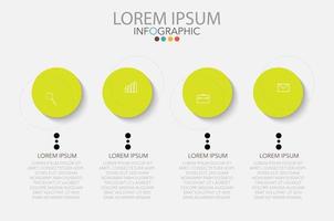 plantilla de infografía en cuatro pasos, plantilla para diagrama, gráfico, presentación y tabla. vector