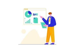 People are analyzing data concept illustration. Auditing, financial consulting business, and planning. Can use for web banner, landing page, and hero image. vector