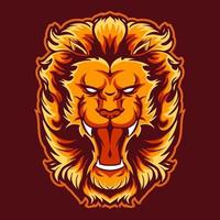 lion head vector illustration on fire