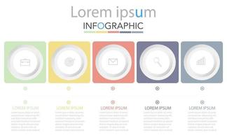 Minimal timeline circle infographic template five options or steps. vector