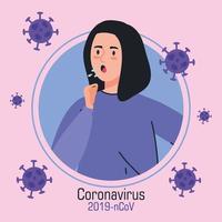 Young woman with covid 19 symptoms vector