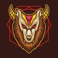 lion head with horn vector illustration design