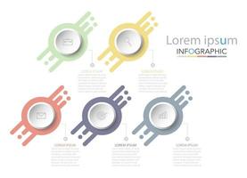 Minimal timeline circle infographic template five options or steps. vector