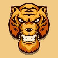 Diseño de ilustración de vector de cabeza de tigre aislado sobre fondo claro