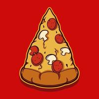 rebanada de vector de pizza aislado sobre fondo rojo