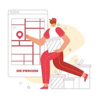 On delivery service vector flat illustration concept. Marketplace user interface. Suitable for mobile apps, website, and landing page.