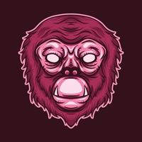 monkey head isolated on dark background vector