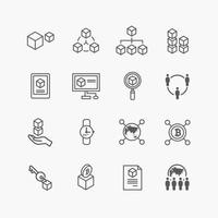 Blockchain digital money web icons set. flat line design vector. vector