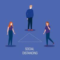 concepto de distanciamiento social frente al coronavirus vector