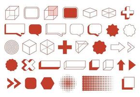 Retro design element geometric shapes set. Vintage design with line and abstract shape. vector