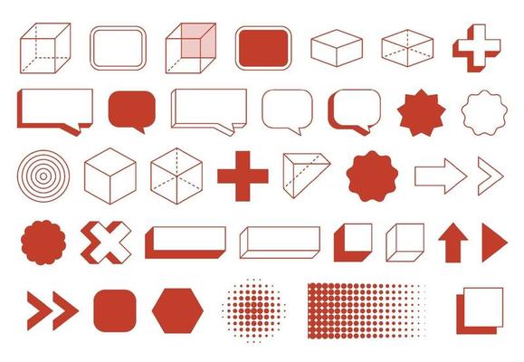 Retro design element geometric shapes set. Vintage design with line and abstract shape.