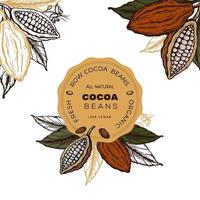 etiqueta de croquis dibujado a mano de granos de cacao. vector