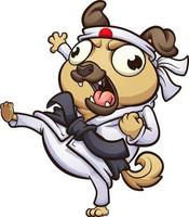 pug de karate de dibujos animados vector