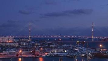 Timelapse of the Nightfall in The Bay of Vladivostok, Russia video