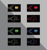 Set of business cards in black with colorful accents vector