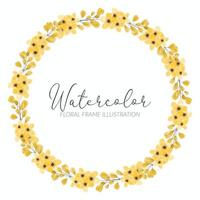 yellow wildflower watercolor flower circle frame vector