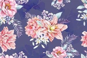 Peony seamless pattern with watercolor vector