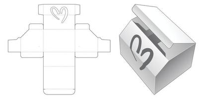 Angle packaging with heart shaped window die cut template vector