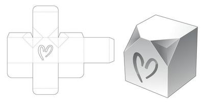 caja de esquina biselada con plantilla troquelada de ventana en forma de corazón vector